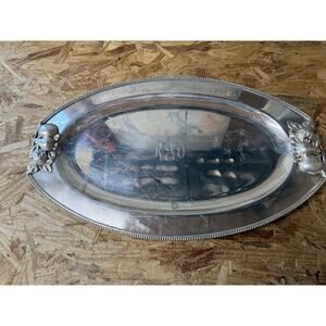 Oval Silver Plate Tray Fruit Handles Portugal